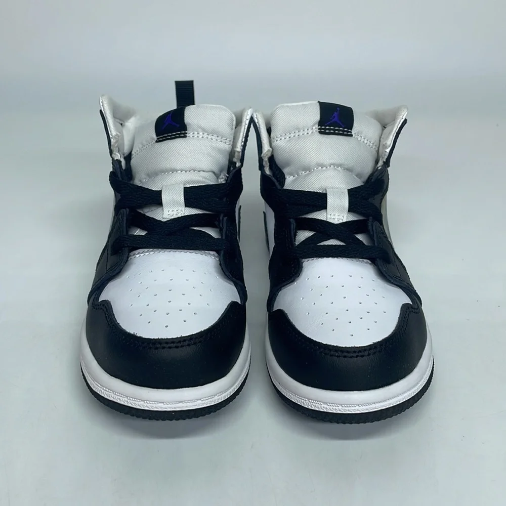 Nike Air Jordan 1 Mid TD “Hologram” Black/White Toddler Shoes DR9494-001 - Picture 3 of 5